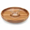 Food Network Acacia Wood Lazy Susan Chip & Dip Tray Set