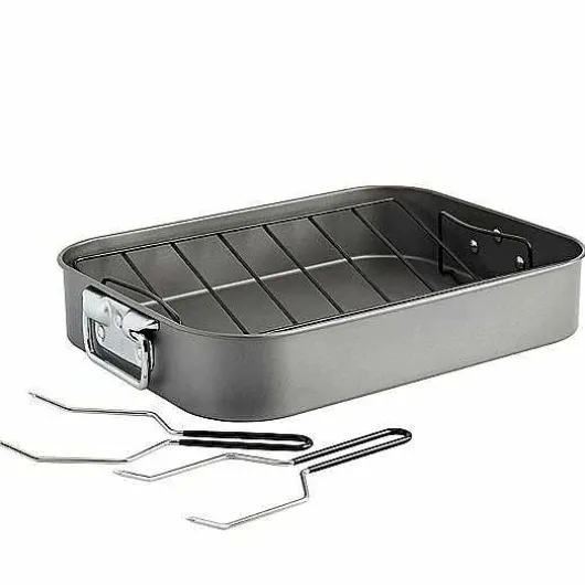 Food Network 16-In. Roasting Pan With Rack & Lifters