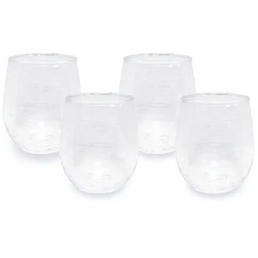 Food Network 4-Pc. Clear Textured Acrylic Stemless Wine Glass Set