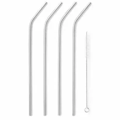Food Network 5-Pc. Stainless Steel Reusable Straw & Cleaning Brush Set