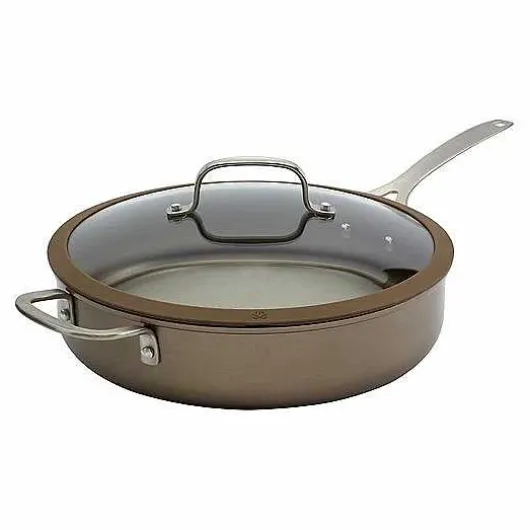 Food Network Textured Titanium 12-In. Nonstick Covered Deep Skillet